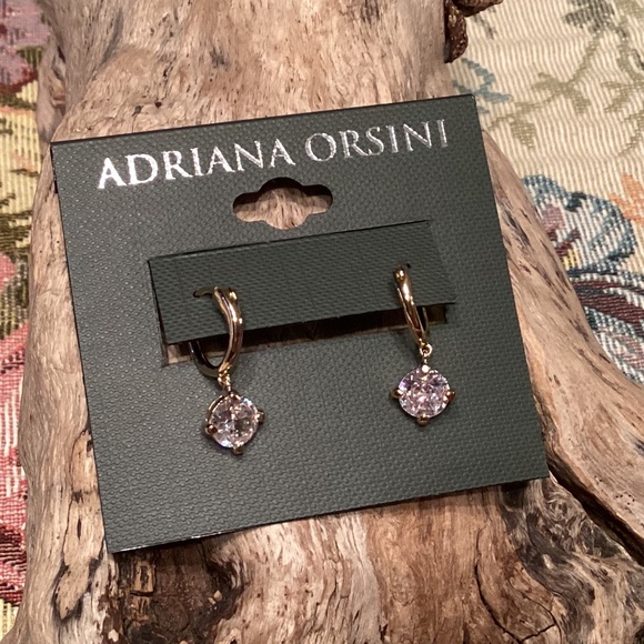 BN Adriana Orsini GP Huggie Earrings w/ Cubic Zirconia Drops - Picture 1 of 4